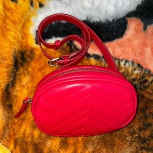 Pleather Red Waist Belt Fannypack